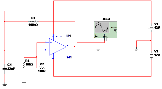 Figura 1 – Circuito do oscilador com o 741.
