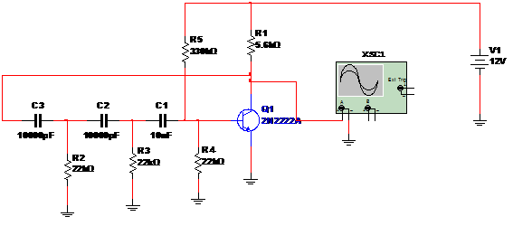 Figura 1 – Circuito do oscilador por deslocamento de fase.
