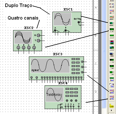 Quatro tipos de osciloscópio. Quatro tipos de osciloscópio.