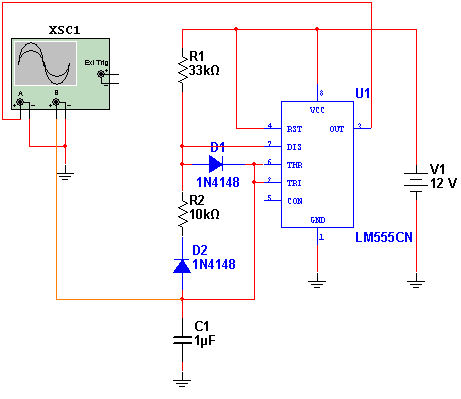 Oscilador 555 com controle de ciclo ativo