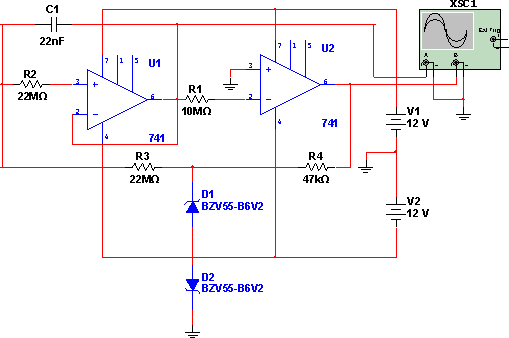 Oscilador de 1 Hz com saídas em quadratura