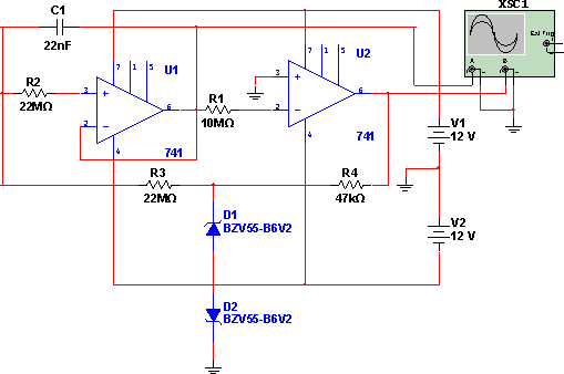 Oscilador de 1 Hz com saídas em quadratura Oscilador de 1 Hz com saídas em quadratura