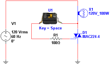 Interruptor de potência com TRIAC. 