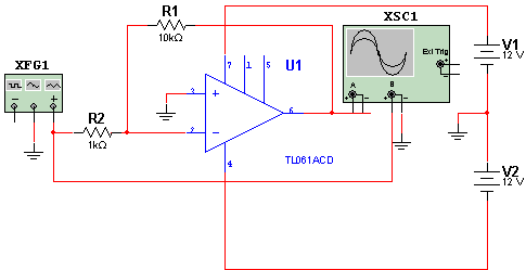  Amplificador Inversor com o TL061 