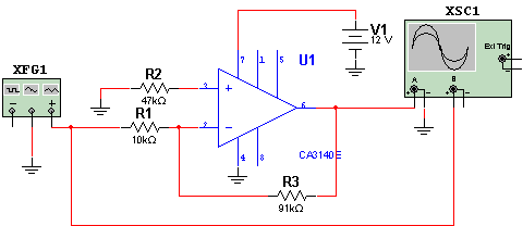 Amplificador Ganho 10 com o CA3140 Amplificador Ganho 10 com o CA3140