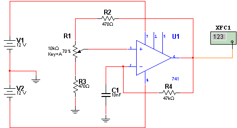  Oscilador de 200 a 4000 Hz com o 741 