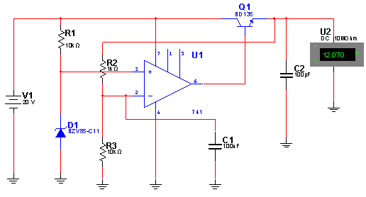  Regulador de 12 V com o 741 