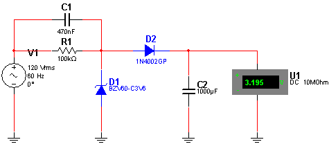  Fonte de 3 V x 20 mA Sem Transformador 