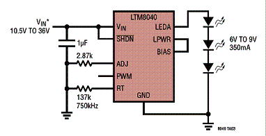 Circuito para 3 LEDs infravermelhos com 350 mA Circuito para 3 LEDs infravermelhos com 350 mA