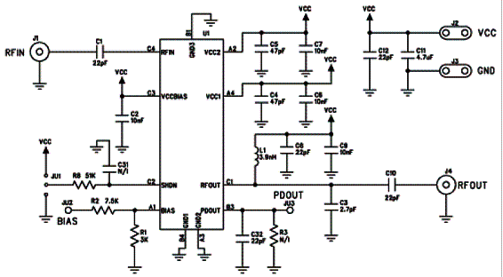 Diagrama do Amplificador de Potência para LAN 802.11g Diagrama do Amplificador de Potência para LAN 802.11g