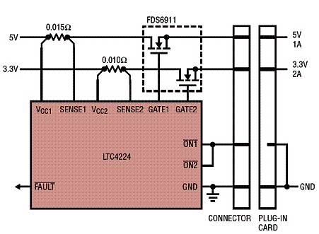 Circuito com o LTC4224. Circuito com o LTC4224.