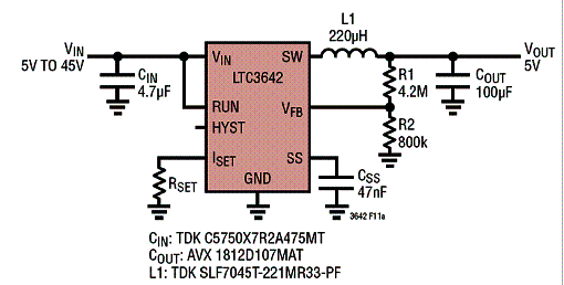 Regulador de 5 V de alta eficiência 