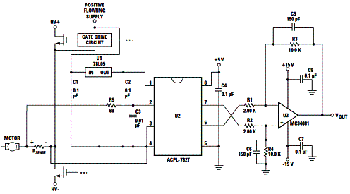 Circuito típico de aplicação para sensoriamento de corrente 