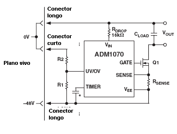 o ADM1070 numa fonte de alimentação 
