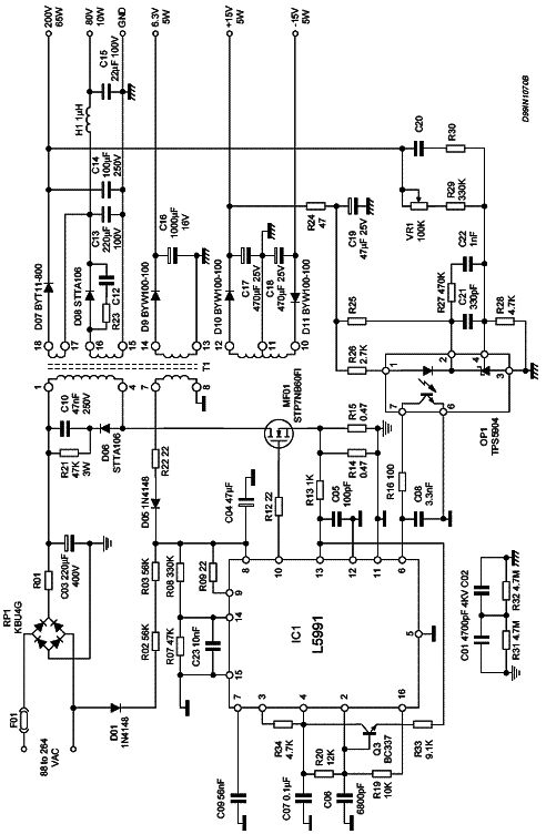Diagrama completo da fonte chaveada para monitores. Diagrama completo da fonte chaveada para monitores.