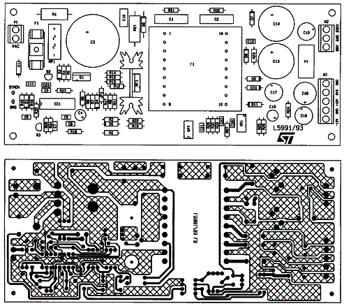 Placa de circuito impresso para a fonte chaveada de 90 W. Placa de circuito impresso para a fonte chaveada de 90 W.