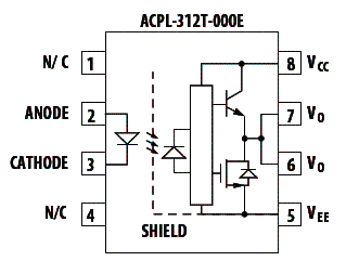 Diagrama funcional do ACPL-312T-000E da Avago. Diagrama funcional do ACPL-312T-000E da Avago.