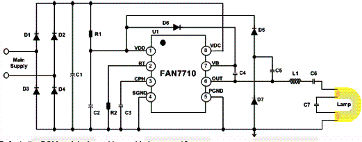 Circuito de aplicação utilizando o FAN7710 Circuito de aplicação utilizando o FAN7710