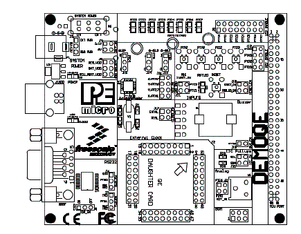 Figura 1 - A placa de desenvolvimento e avaliação para microcontroladores Freescale.
Figura 1 - A placa de desenvolvimento e avaliação para microcontroladores Freescale.