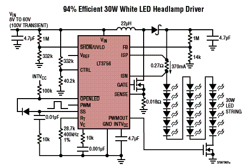 Figura 1 - Circuito de aplicação do LT3756.
