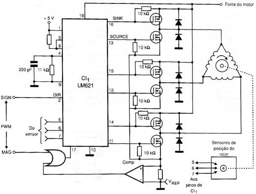 Controle de motor de 3 Fases usando Power FETs.
