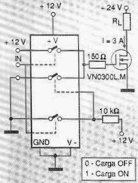 Excitação de um MOSFET de potência.
Excitação de um MOSFET de potência.