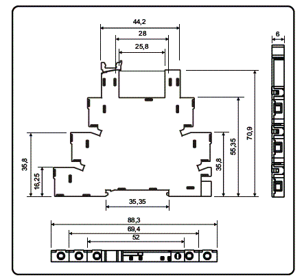Dimensões do módulo LTC3838.
Dimensões do módulo LTC3838.