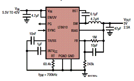 Figura 2- Circuito de aplicação do LT8610 Figura 2- Circuito de aplicação do LT8610