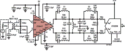 Figura 1 - Circuito de aplicação do LTC6417. Figura 1 - Circuito de aplicação do LTC6417.