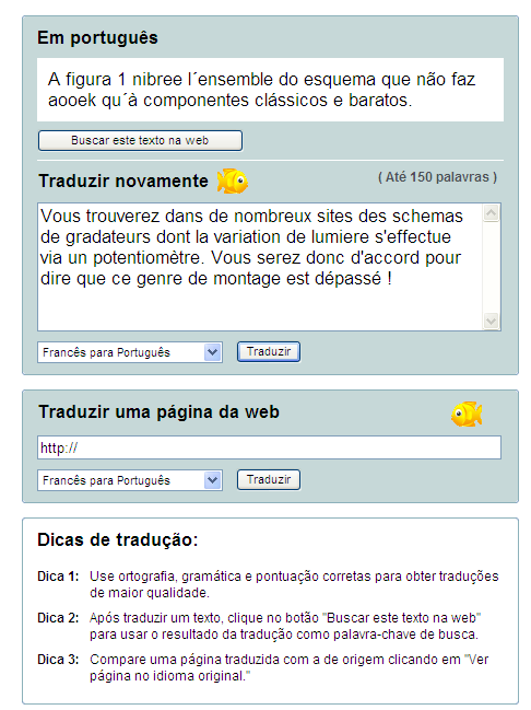 Tela de tradução. Tela de tradução.