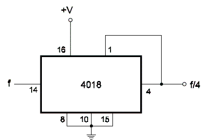 Divisor Contador Até 4 com o 4018 CMOS
Divisor Contador Até 4 com o 4018 CMOS