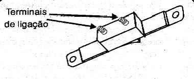  Os terminais de ligação de um interruptor comum.