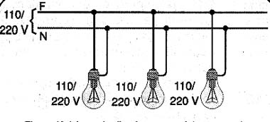  Lâmpadas em paralelo numa instalação elétrica domiciliar.