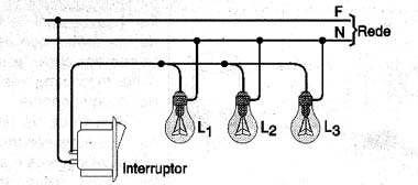 Controlando várias lâmpadas por um único interruptor. Controlando várias lâmpadas por um único interruptor.