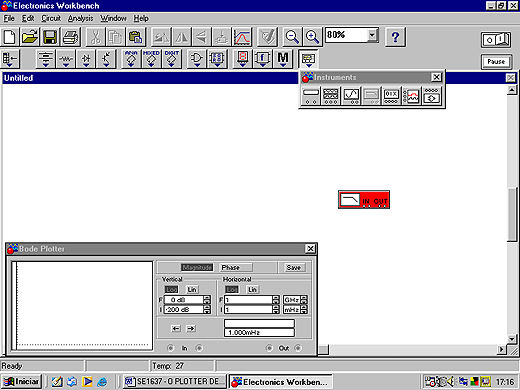 Figura 5 - Caixa de Ferramentas, símbolo e aspecto do Bode Plotter
