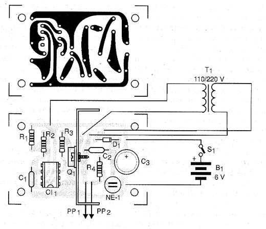 Placa de circuito impresso para a montagem do teste de isolamento. Placa de circuito impresso para a montagem do teste de isolamento.