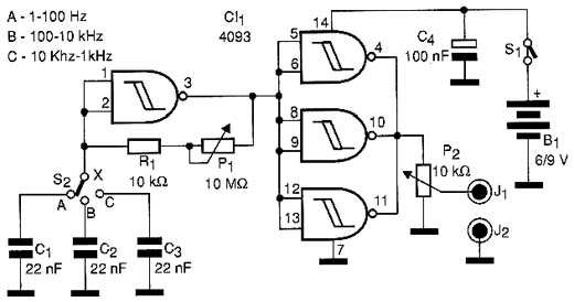 Diagrama elétrico do gerador de áudio. 