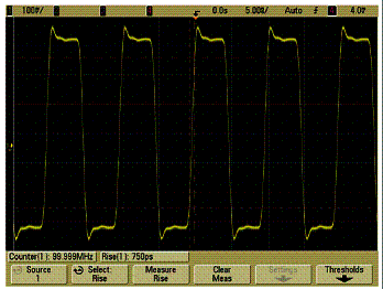 Visualizando o mesmo sinal com o osciloscópio MSO7054A de 500 MHz. Visualizando o mesmo sinal com o osciloscópio MSO7054A de 500 MHz.