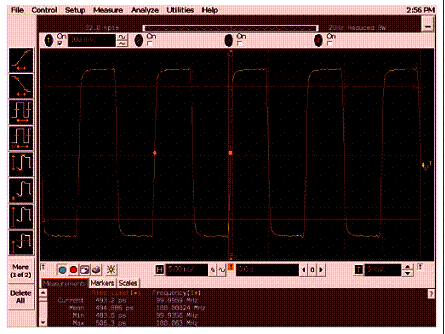 Utilizando um osciloscópio de 2 GHz. Utilizando um osciloscópio de 2 GHz.