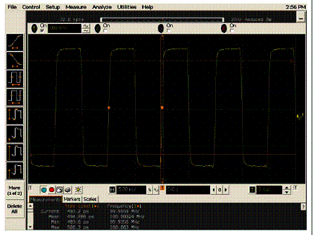 Utilizando um osciloscópio de 2 GHz. 