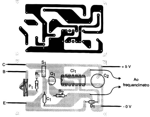 Placa de circuito impresso do medidor. 