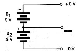Usando duas baterias de 9 V como fonte. 