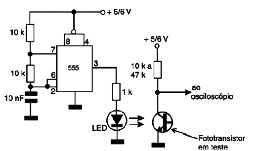 Oscilador de teste com o 555
Oscilador de teste com o 555