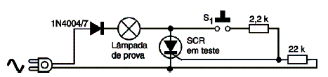 Figura 5 - O circuito de teste com uma lâmpada de prova Figura 5 - O circuito de teste com uma lâmpada de prova