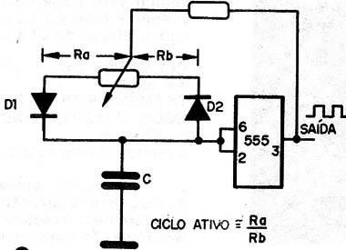 Figura 2 – Controlando o ciclo ativo no 555
Figura 2 – Controlando o ciclo ativo no 555