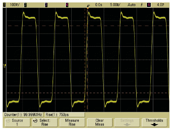 Figura 4 - Visualizando o mesmo sinal com o osciloscópio MSO7054A de 500 MHz.
