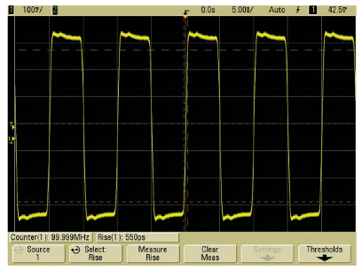 Figura 5 - Mais precisão utilizando um osciloscópio de 1 GHz.
Figura 5 - Mais precisão utilizando um osciloscópio de 1 GHz.