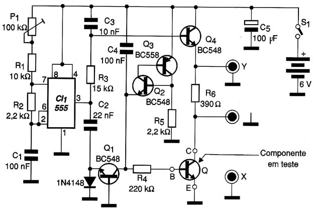 Figura 12 – Circuito de um traçador de curvas
Figura 12 – Circuito de um traçador de curvas