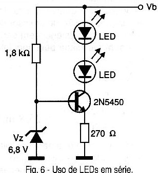 Uso de LEDs em serie.
Uso de LEDs em serie.