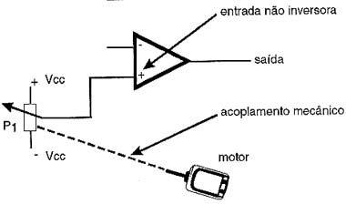 O potenciometro P1 é acoplado mecanicamente O potenciometro P1 é acoplado mecanicamente